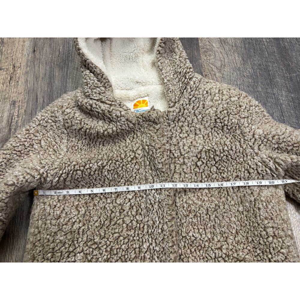 C&C California Womens Faux Fur Teddy Hooded Jacket Taupe Brown‎ Size M RN57686 - Picture 3 of 6